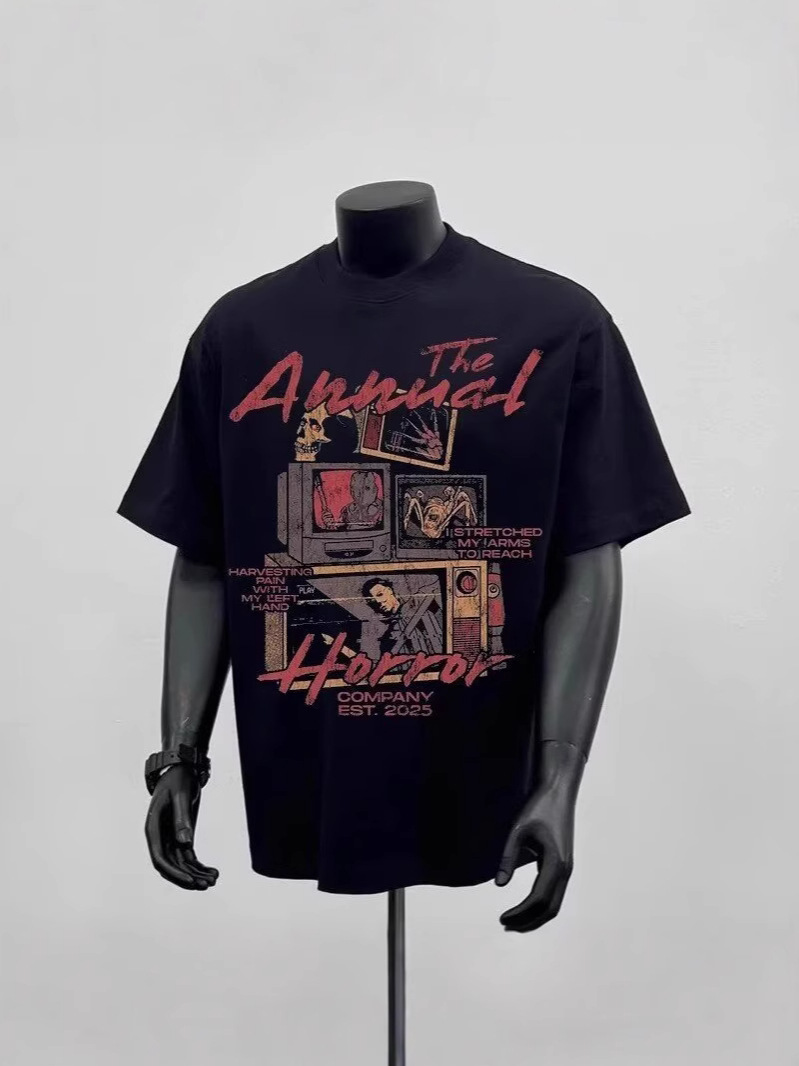 Heavyweight American Streetwear Vintage Graphic Tees | Summer High-Street Cotton Oversized Niche Designer Short Sleeve T-Shirts