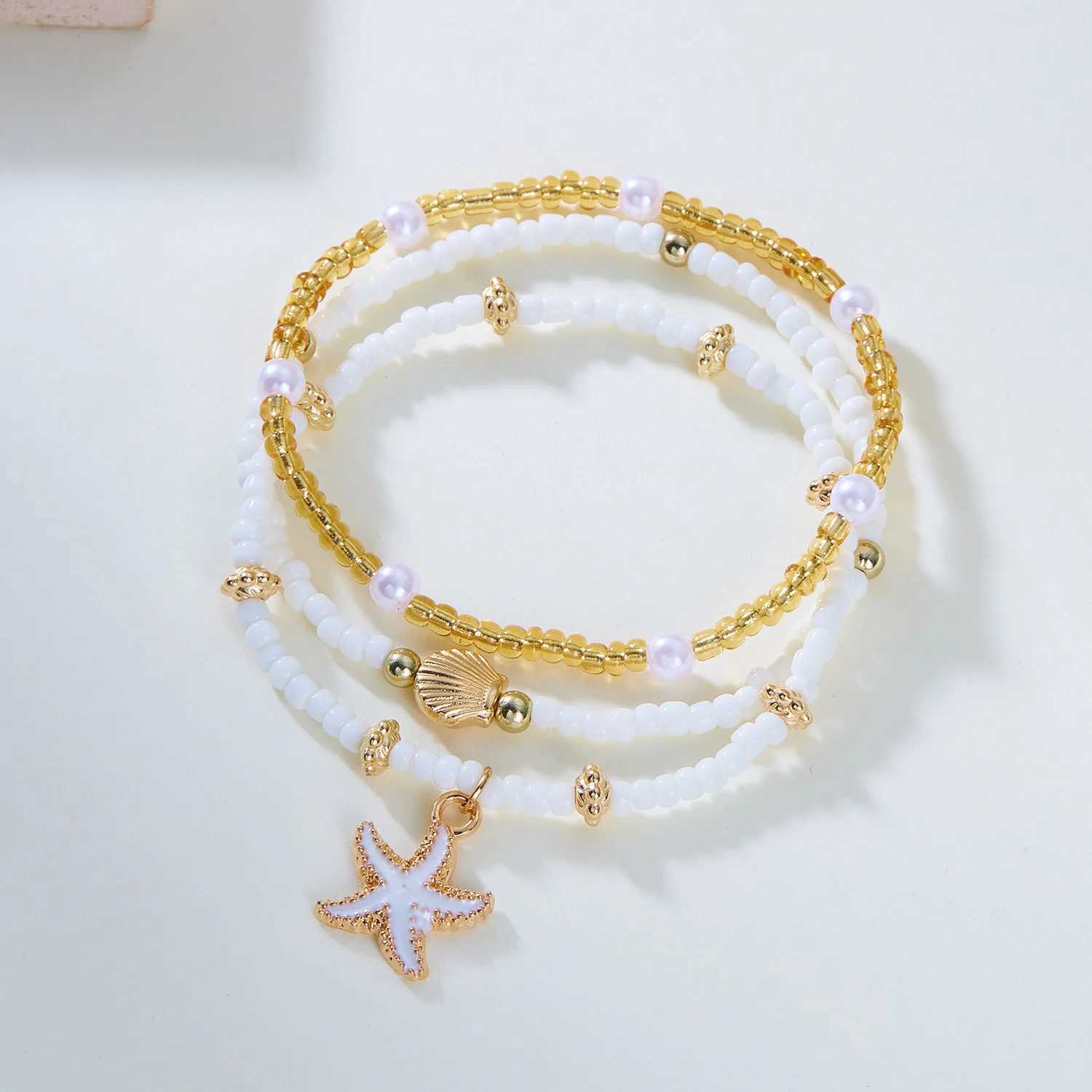 3 Pcs Bohemian Shell Starfish Bead Set for Women Fashion Summer Beach Multilayer Stacked Pearl Party Jewelry H260325 - view 3