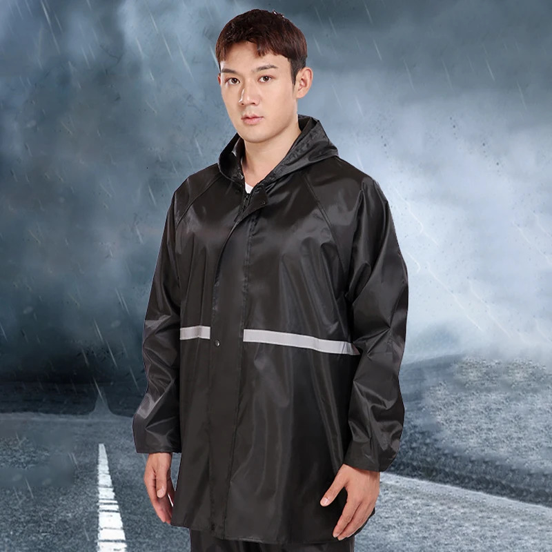 2pcs Hooded Coat Pant Rain Suit For Women Men Outdoor Waterproof Rain Gear With Reflective Strip Motocycle Riding Raincoat 260324 - view 6