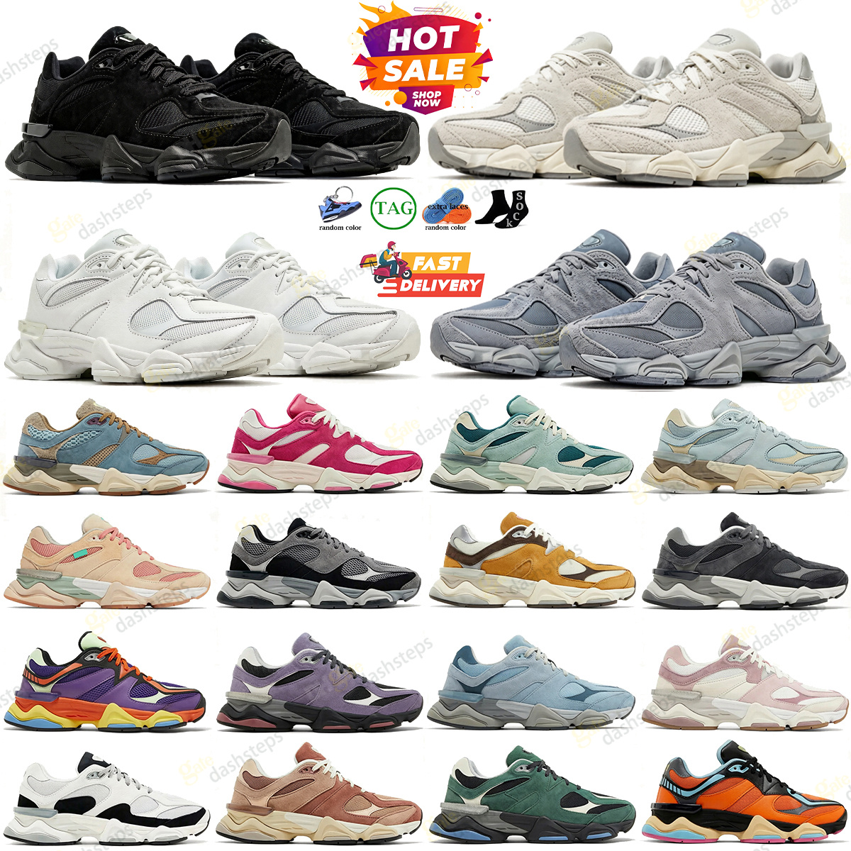 Designer running shoes men women 9060 Black Cat Arctic Grey Sea Salt White Triple Black Leather Brown Pink Blue Red Olive Men Trainers Outdoor Sneakers size 36-45