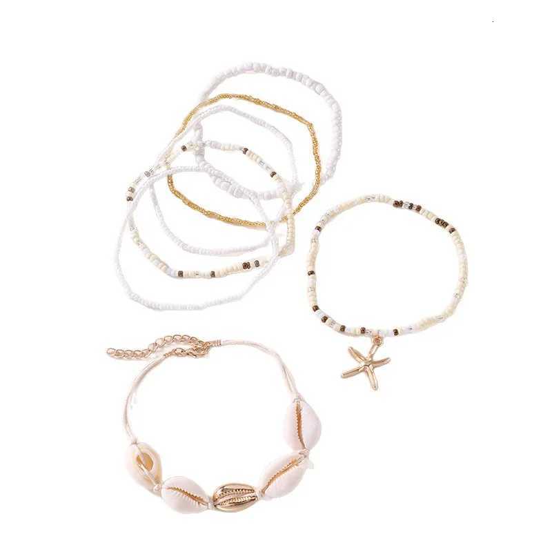 7pcs/set Bohemian Shell Starfish Beaded Anklet Set Multi-Piece Beach Jewelry for Women H260325 - view 6