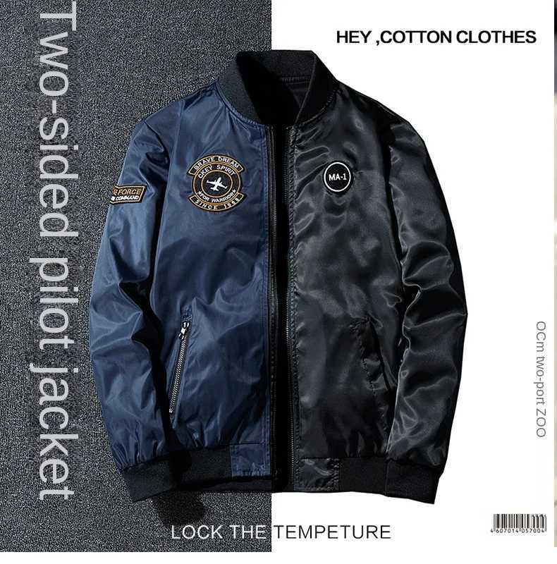 Coat Mens Air Force Pilot Jacket MA1 Autumn/Winter Baseball Suit Trendy Brand Double Sided Thickened Large C260325