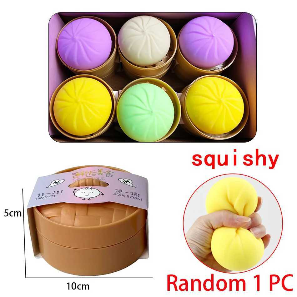 Colorful Dumpling Squishes Stress Balls Fidget Sensory Toys Simulation Food Squishies Bun with Steamer Squeeze Dough Ball Gifts C260325 C260327