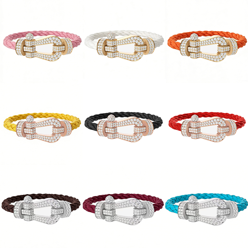 Luxury Full Diamond Fredd Bracelet Classic Oversized Horseshoe Buckle Rope Bracelet High Quality Stainless Steel Waterproof and Non Fading Designer Bracelet