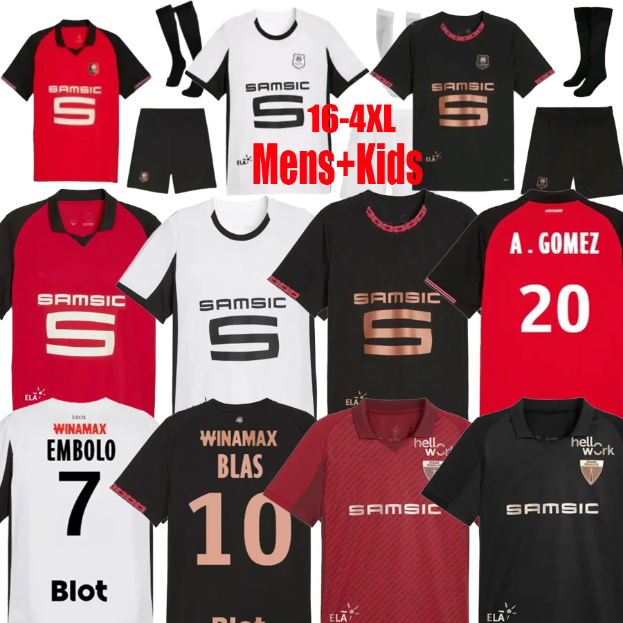 25 26 Stade Rennais Soccer Jerseys GOUIRI M.TAMARI A.GOMEZ TAIT DOUE BLAS TERRIER BOURIGEAUD KAMALDEEN KALIMUENDO 2025 2026 DOKU football shirt