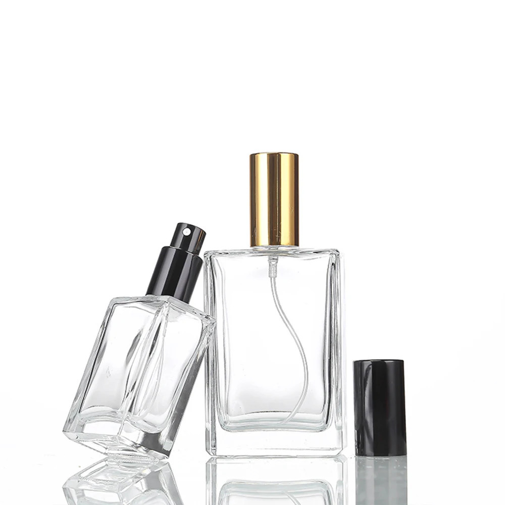 5PCS 10PCS 15ml 30ml 50ml Clear Mini Sample Refillable Perfume Spray Glass Atomizer Bottle With Black Golden Silver Lid 260318