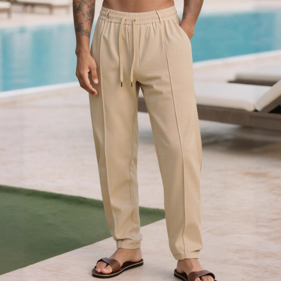 Foreign Trade Essential Pants European And American Spring Summer Solid Color Casual Trousers Sports Sweatpants Men Loose Woven Men's Long Pants