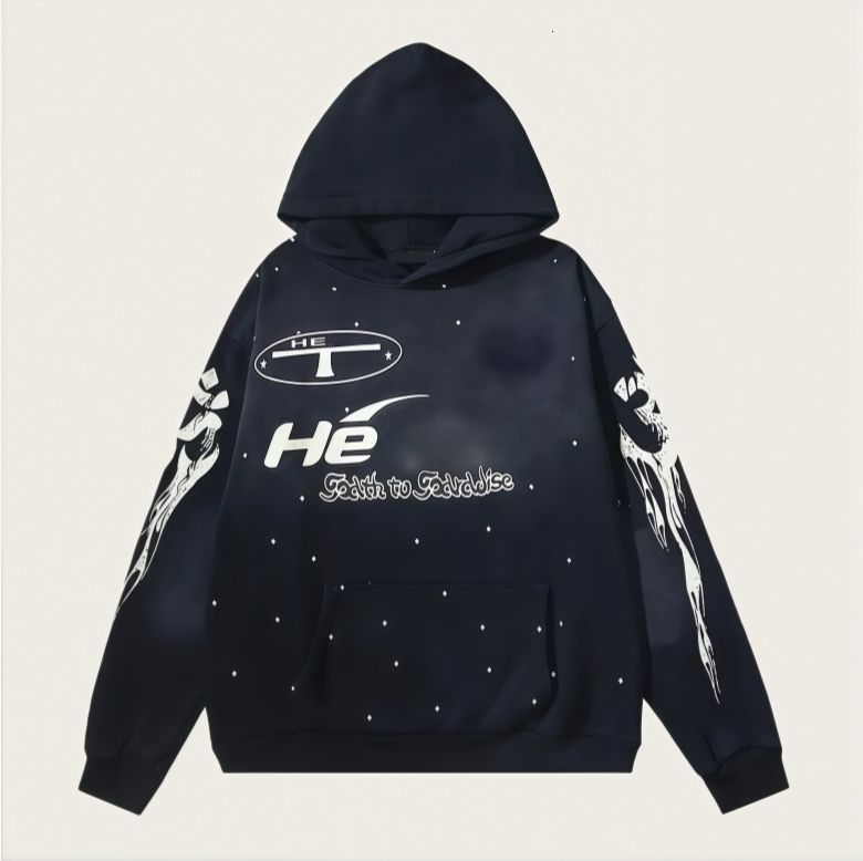 hell starity hoodie designer hoodie men clothes Hip hop graffiti high quality vintage printed washed hoodie for men and women sports casual loose hoodie b7