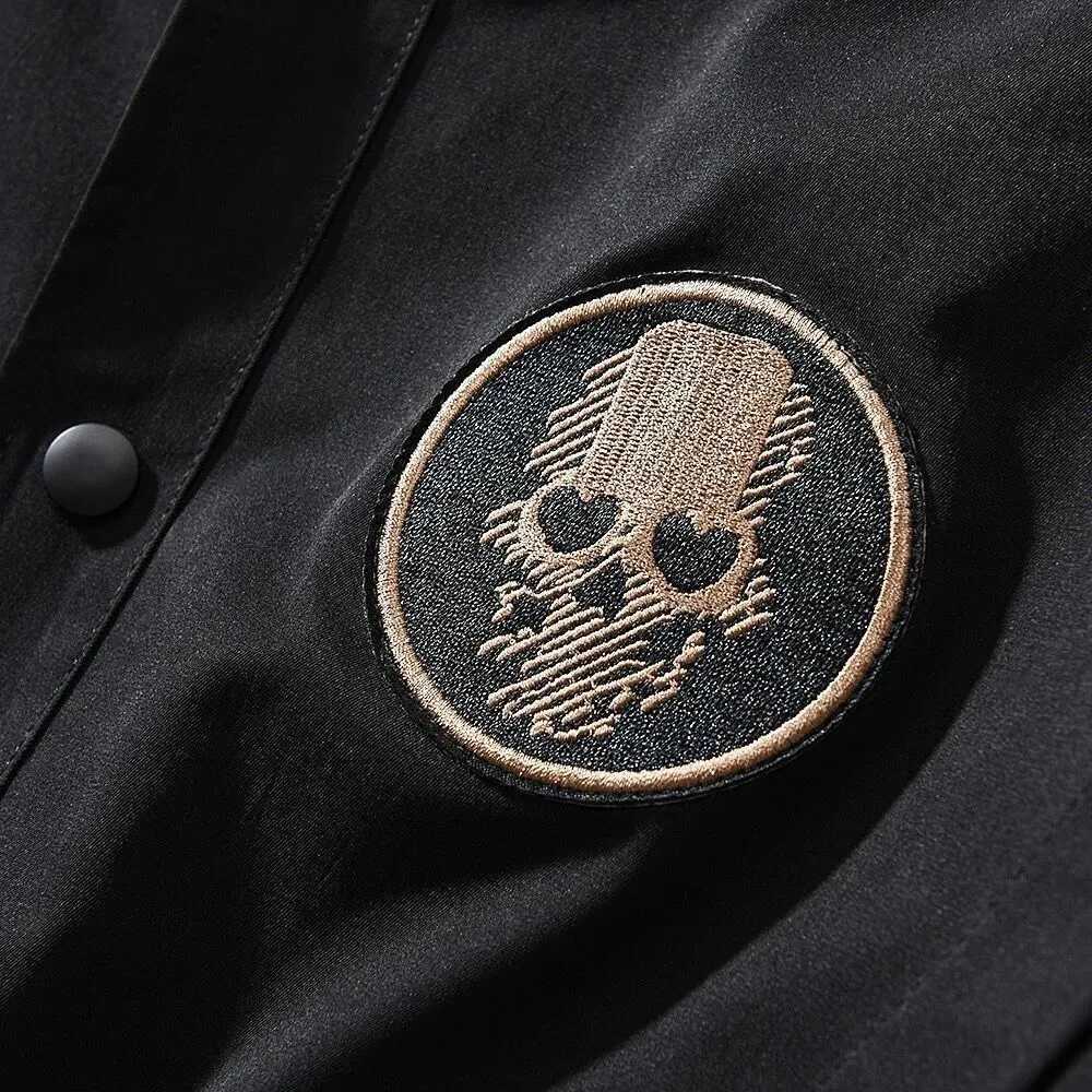 Bomber Jacket Men Embroidered Skull Print Jacket Autumn Protection Casual American Vintage Windproof Workwear Outfit Mens Wear C260325