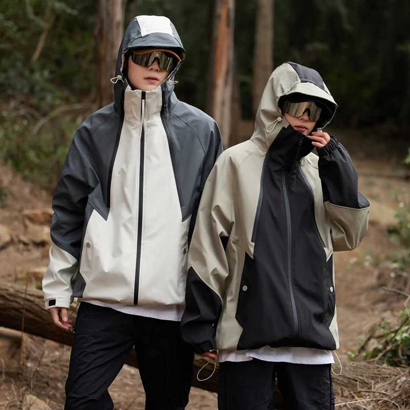 CHRLCK Mens Waterproof Hiking s Windproof Splicing Windbreakers Women Breathable Fishing Camping Trekking Unisex a05 M260325