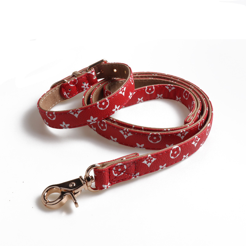 Pet Collar Floral Pattern Series Pu Material Metal Buckle Durable Adjustable For Dogs 3 Colors Stylish Printed Design
