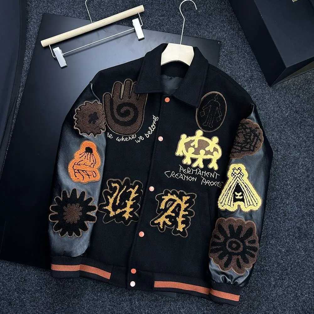 American Hip-hop Embroidered Leather Jacket for Men Spring Autumn Loose Baseball Casual Jackets for Couples Men Clothing C260325