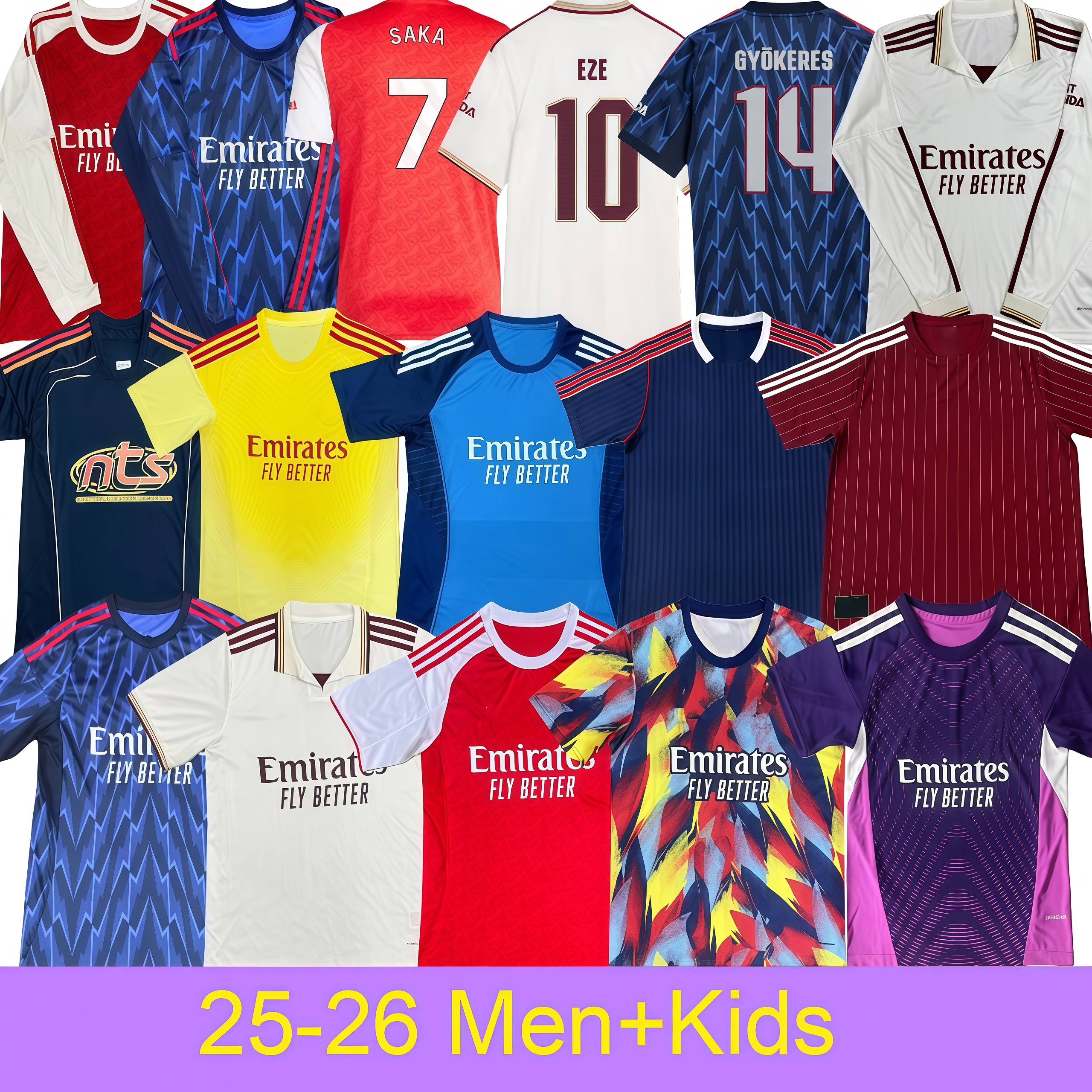 25/26 Arsenel SAKA soccer jerseys ODEGAARD HAVERTZ football shirts eze Gyokeres match kits for men and kids