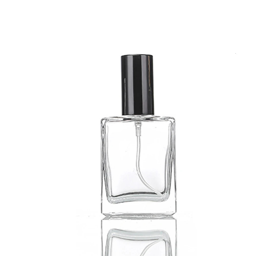 5PCS 10PCS 15ml 30ml 50ml Clear Mini Sample Refillable Perfume Spray Glass Atomizer Bottle With Black Golden Silver Lid 260318
