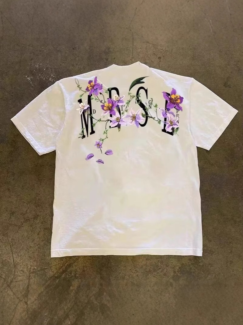 Men's American Streetwear Vintage T-Shirts | Summer High-Street Vine & Floral Graphic Casual Tees