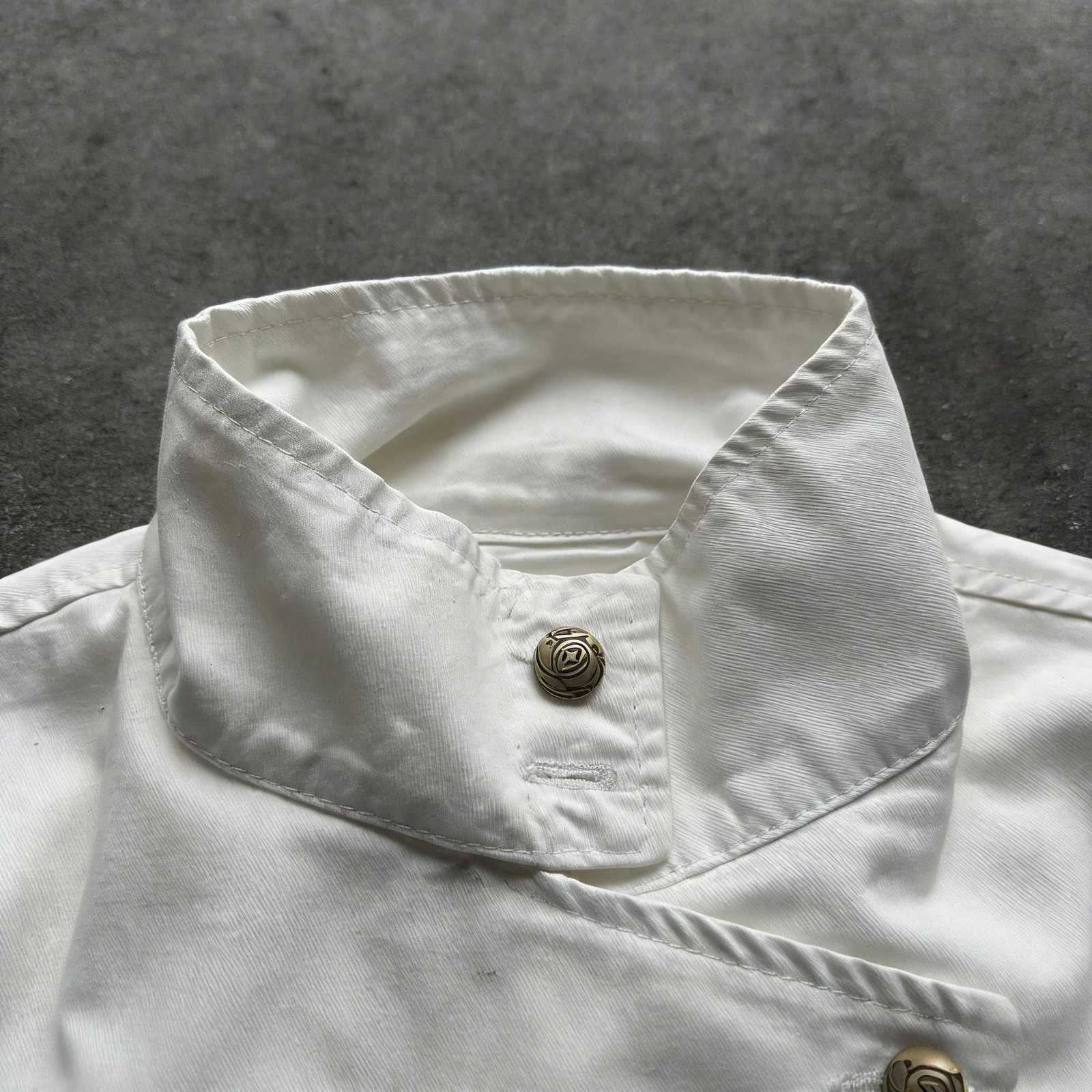 Y2K White Fencing Jacket Retro Bakastroll High Neck Loose Casual Denim Jacket Fashionable High Street Men Women Hip Hop Clothing C260325