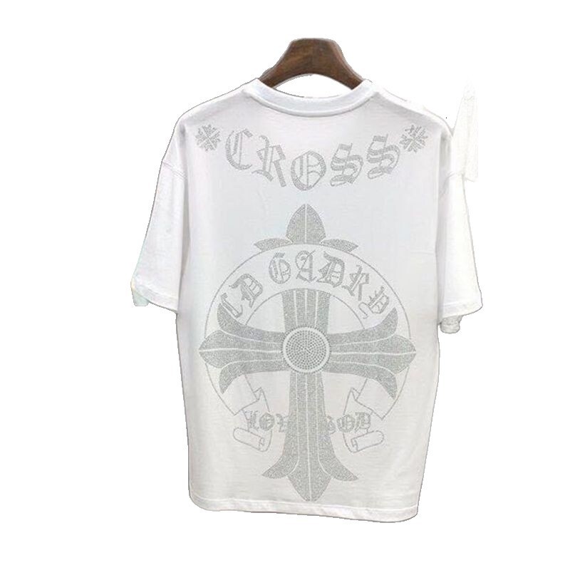 2026 Designer Luxury Summer European High-end Rhinestone Short-sleeve T-shirt For Men, Trendy Casual Pure Cotton Half-sleeve Top