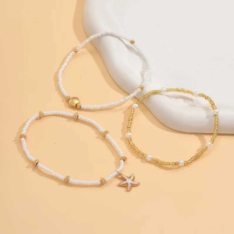 Trendy Multilayer Starfish Conch Turtle Anklet for Women - Imitation Pearl Polymer Clay Beads Evil Eye Lucky Charm Beach Jewelry H260325 - view 6