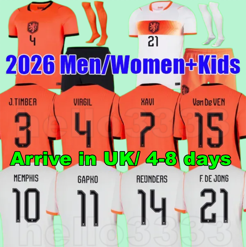Netherlands 2026 World Cup Kit MEMPHIS GAKPO Soccer Jersey GRAVENBERCH F. DE JONG DE LIGT J.TIMBER REIJNDERS VAN DE VEN Dutch Holland Football shirt men kids set