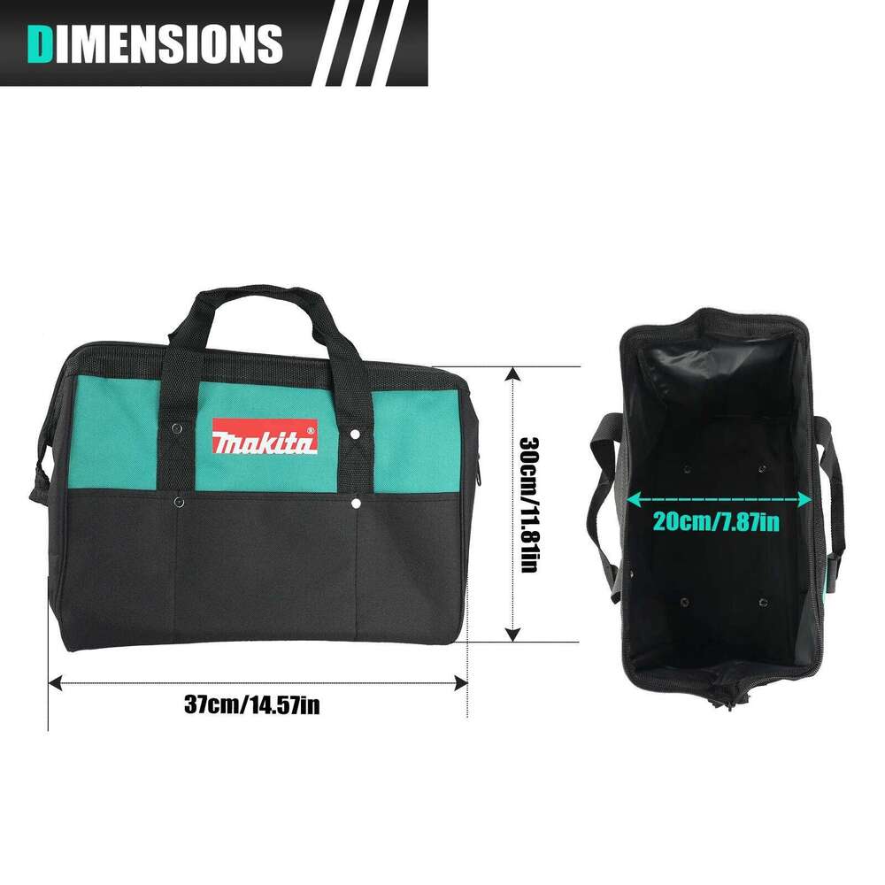 Makita 14.57inch Hand ToolBag Double Layer Oxford Cloth Steel Wire Around Mouth Electrician-Bag Waterproof Anti-Fall Storage Bag 26H0325