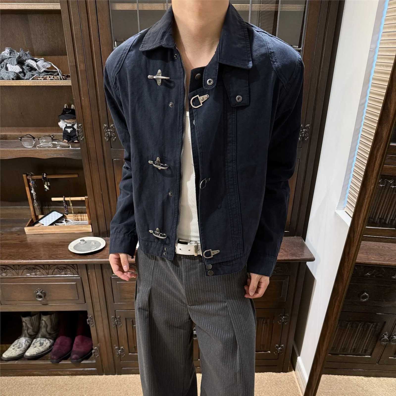 2026 Harajuku Retro Black Gothic High Street Airplane Button Jacket for Men and Women Korean Fashion Retro Casual Jacket C260325