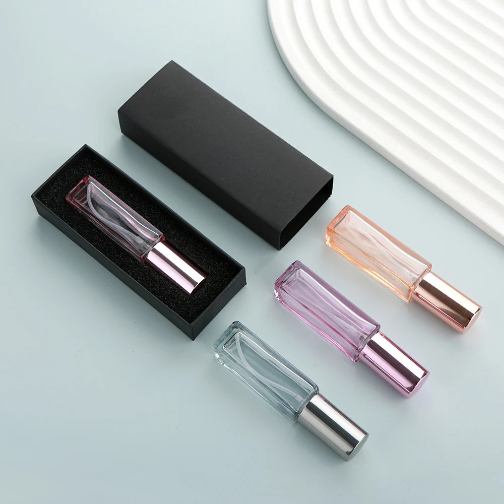 30pcs 10ml thick glass multi-color transparent square perfume spray bottles exquisite washable reusable with elegant boxes 260318