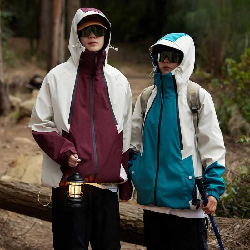 CHRLCK Mens Waterproof Hiking s Windproof Splicing Windbreakers Women Breathable Fishing Camping Trekking Unisex a05 M260325