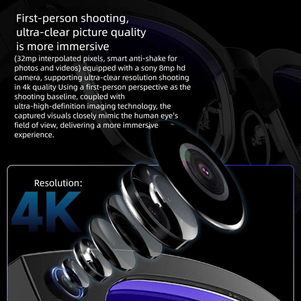 New W630 Smart Glasses, 8MP HD Camera, Dual-Mic Noise Reduction, AI Object Recognition, Bluetooth Calling Sports Glasses CKS