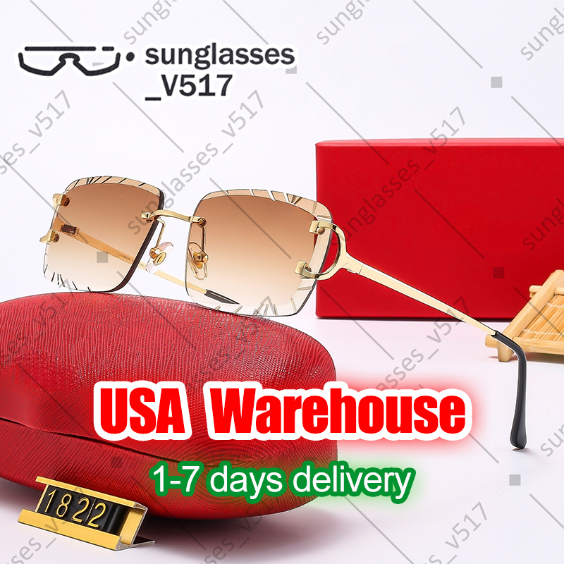 glasses men women designer sunglasses rimless sunglasses European and American fashion Hot item Sunglasses multi color Cut Lens Design metal leg goggles