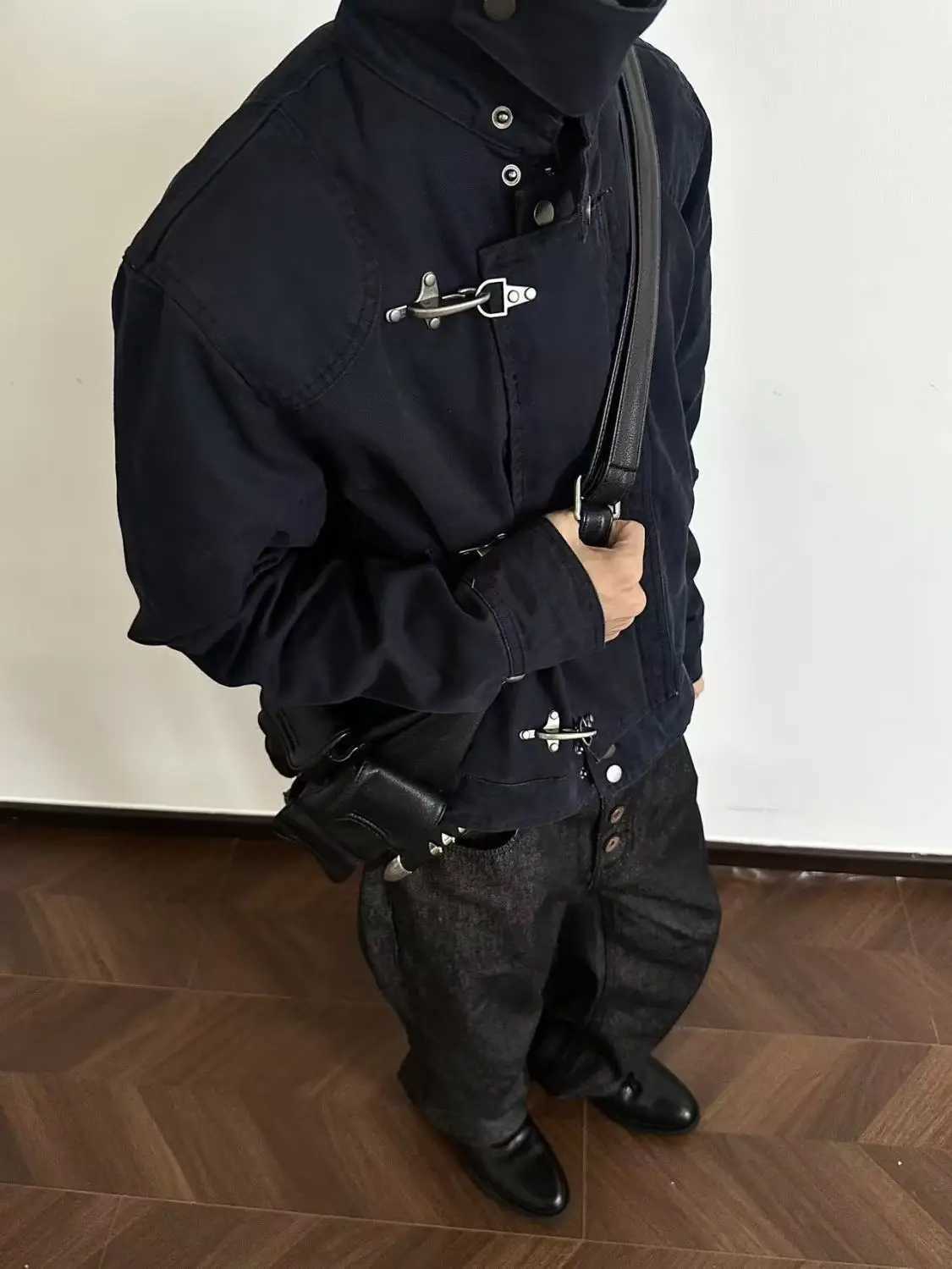 Unisex Turn Down Collar Jacket American Retro Short Workwear Coat Autumn Streetwear Casual Loose Fit Outerwear Man Harajuku New C260325