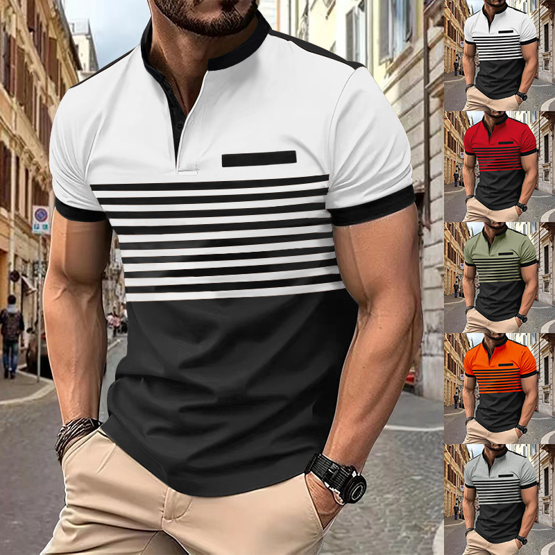 INS Summer Polo Shirt Men's Printed Striped Designer T-shirt Polo Shirt Designer Hoodie Short Sleeve T-shirt Business Polo Casual Geometric Print