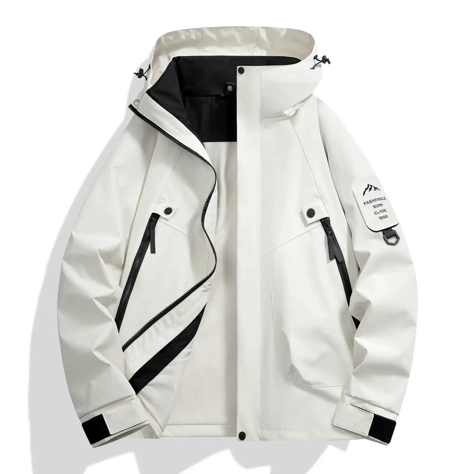 Mens Windproof Waterproof Outdoor Raincoat Spring Autumn Lightweight Hiking Hooded Casual Windbreaker Coat M260325