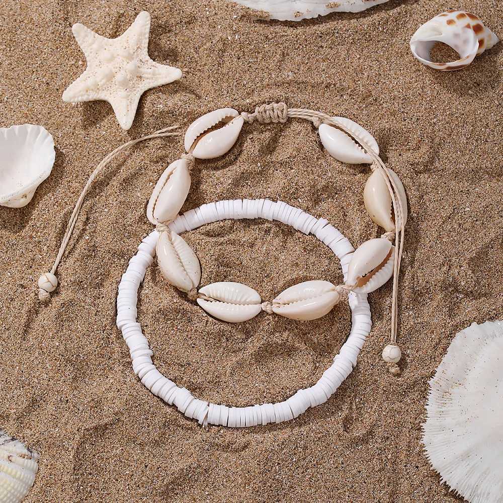 White Turquoise Beaded Chain Starfish Pendant Ankle Summer Charm Sandals Barefoot Beach Foot Bridal Jewelry H260325 - view 7