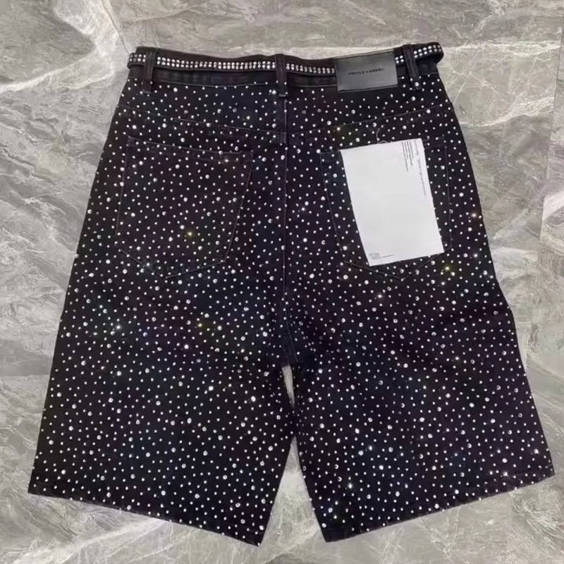 Men's Shorts Full Diamond Craft Hip Hop Gothic Gym Summer Shorts Low Waist Denim Sweatpants Summer Retro Casual Baggy Street Men's Clothing 