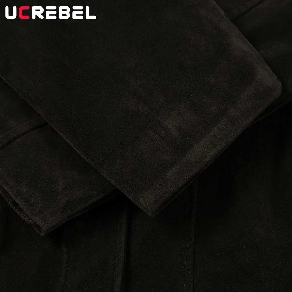 Retro Spliced Suede Jacket Mens Button Decoration Autumn Winter Retro Lapel Long Sleeve Loose Outerwear Man C260325