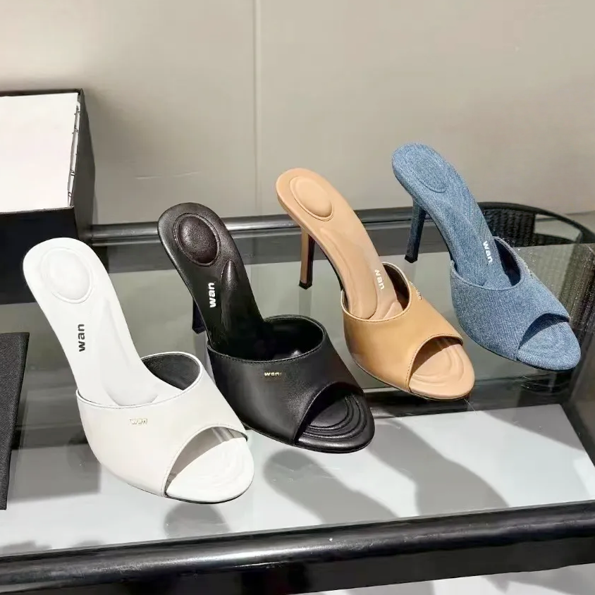 Lady gift High heel sandale femm canvas leather Dress shoe luxury sandal Gladiator Designer slide Womens Summer outdoors slippers walk loafers indoor casual shoes