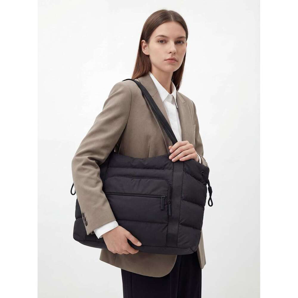 Women, Lightweight Quilted Puffer Tote with Multiple Pockets, Large Capacity Shoulder Work Bag for Travel