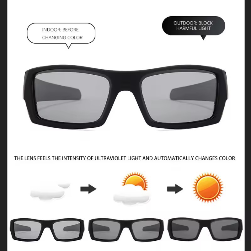 Men's Polarizing Sunglasses Eyepieces Polarized Male Rectangular Wrap Around Design Luxury Cycling Glasses in Trend Sports Fishing Driving CB Fas