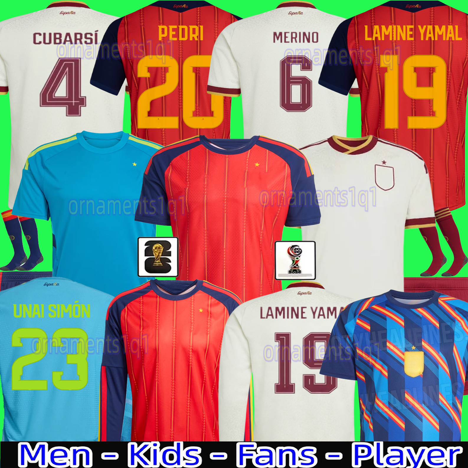 2026 World Cup SPAIN Soccer Jerseys PEDRI GAVI LAMINE YAMAL MORATA Carvajal OLMO FERRAN RODRIGO Jersey SPANISH Men Kid Kit Football Shirt CUBARSI MERINO