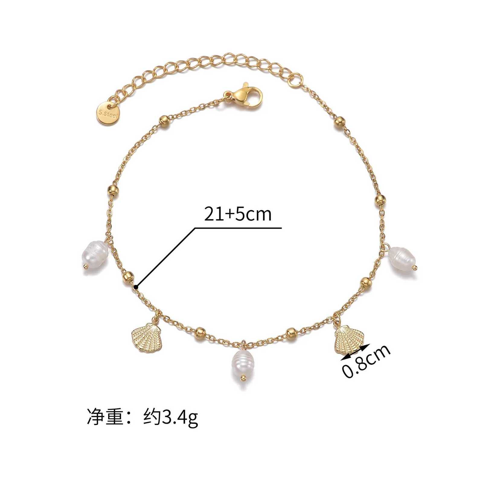 Trendy Imitation Pearl Foot Chain Gold-plated Stainless Steel Elegant Fashion Jewelry For Women Gift Beach Shell Ankle Chain H260325 - view 5