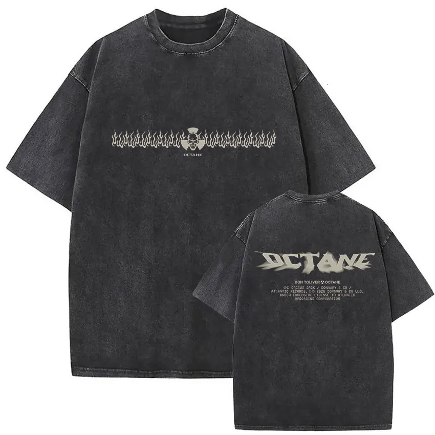 Vintage Washed Don Toliver Octane Album 2026 Merch T Shirt Uomo Hip Hop T-Shirt Gotica Oversize 100 Magliette In Cotone Streetwear 260325-image