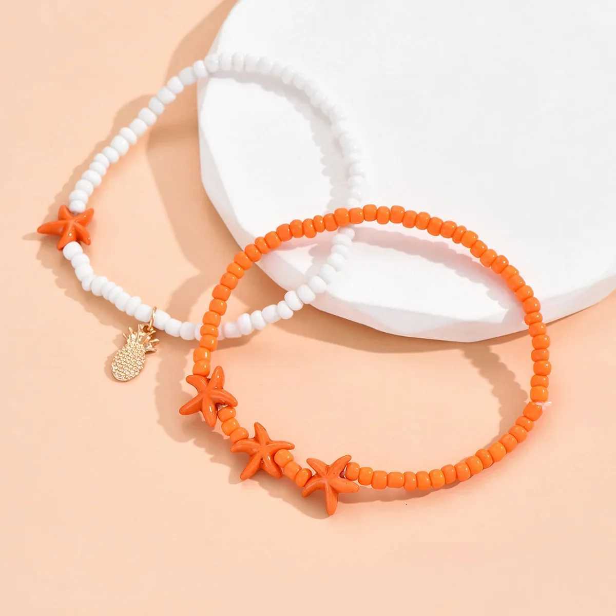 2024 New Boho Starfish Stone Beaded Double Layer Anklets for Women Charm Pineapple Pendant Summer Beach Jewelry Accessories Gift H260325 - view 7