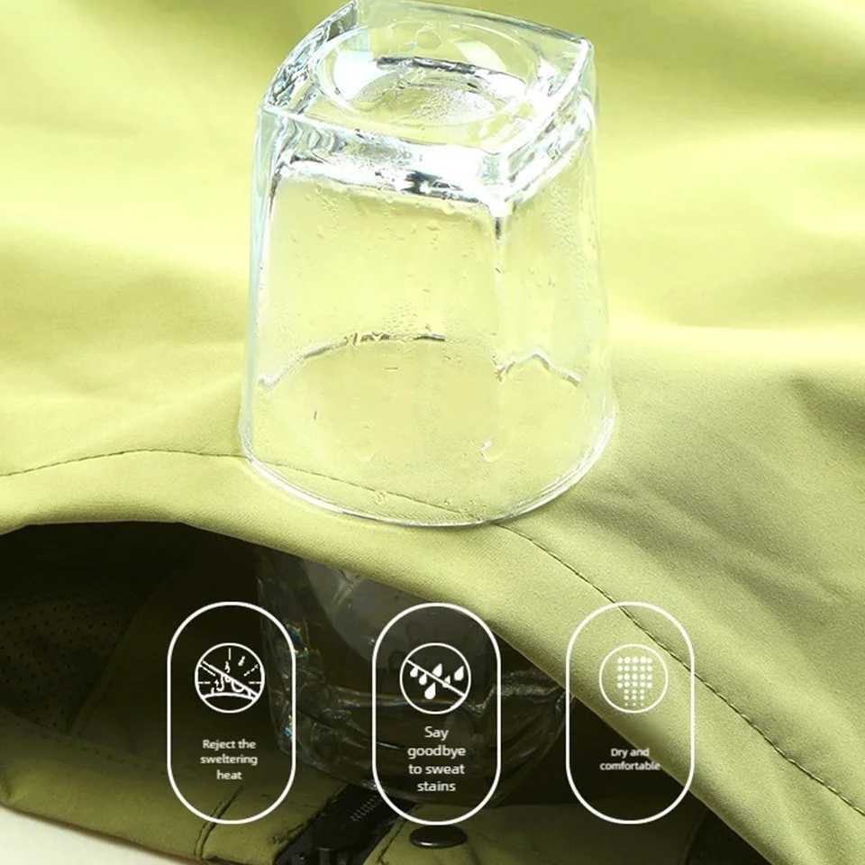 Upgraded Lotus Leaf Fabric Windbreaker - Mens Womens Lightweight Waterproof Loose Fit Hooded with Detachable Sleeve M260325