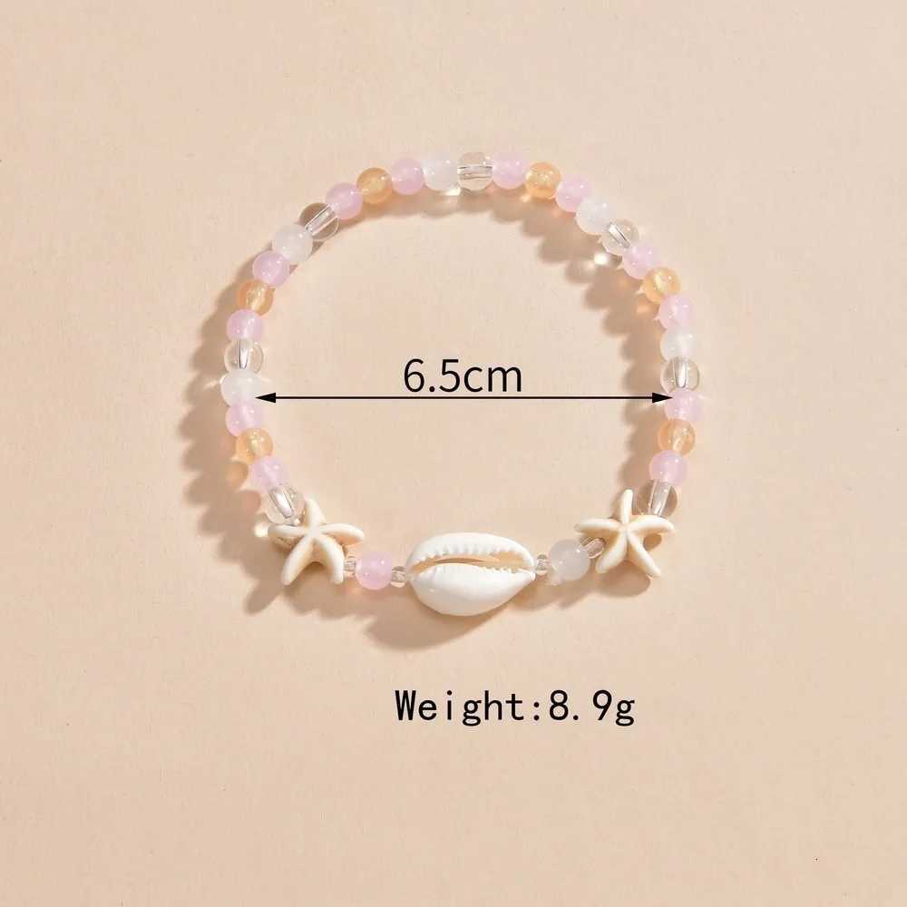 Bohemian style starfish shell mixed with round bead womens anklet H260325 - view 3