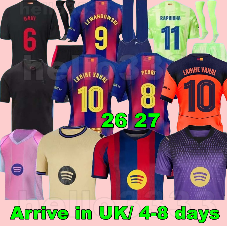 25 26 27 LAMINE YAMAL Lewandowski Soccer Jerseys GAVI Raphinha FERRAN 2025 2026 Football Shirt TOP F. DE JONG Men Women Kids
