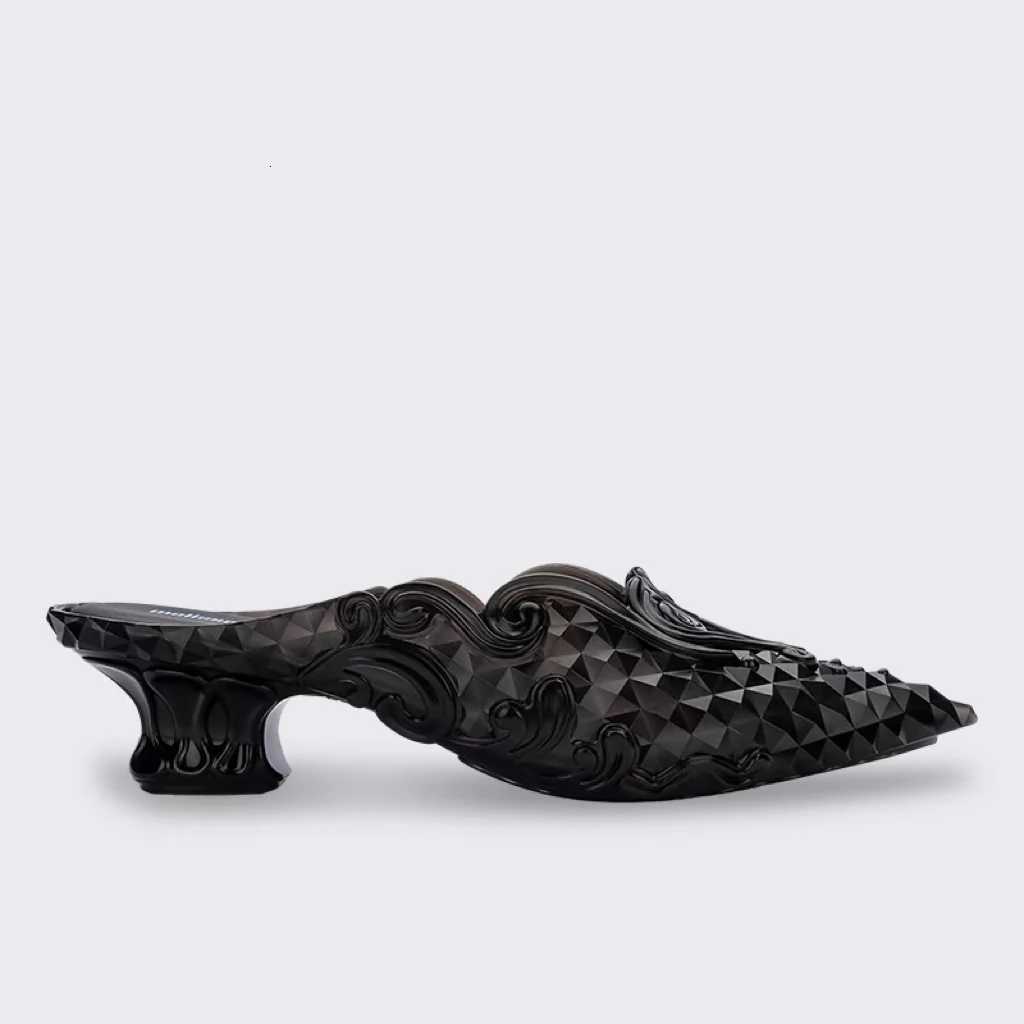 Women Sandals 2025 Spring Melissa Woman Slingback Shoes Fashion Ladies High Heels Elegant Med Heel Pointed Toe Slip on Sandal Z260325