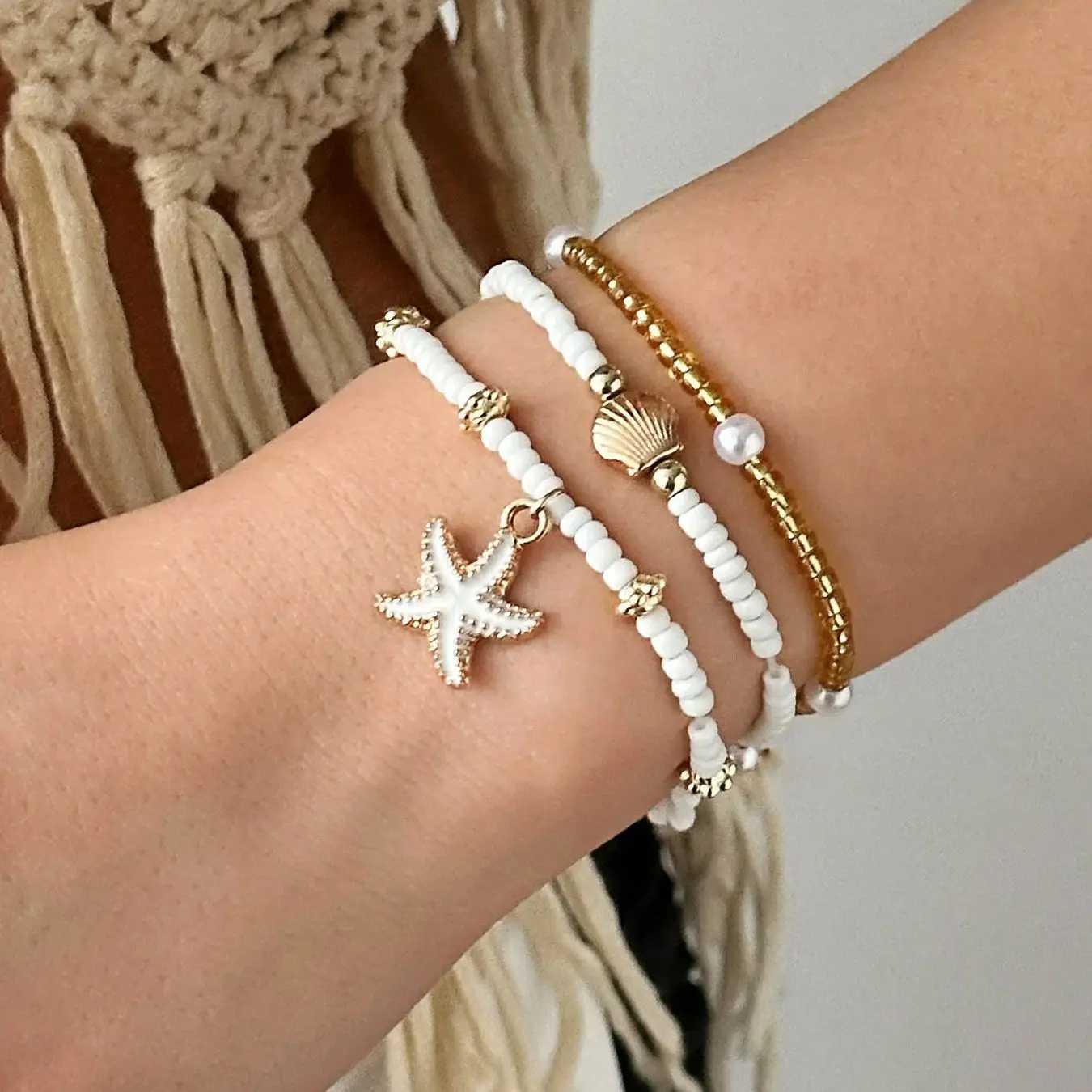 3 Pcs Bohemian Shell Starfish Bead Set for Women Fashion Summer Beach Multilayer Stacked Pearl Party Jewelry H260325 - view 5