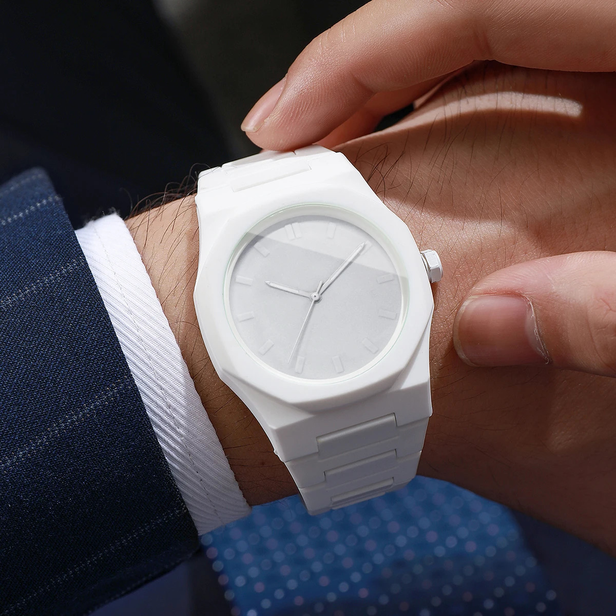 2PCS Fashion Men Quartz Watches Set Casual Plastic Band Man Sports Wristwatch Reloj HombreWithout Box 260325