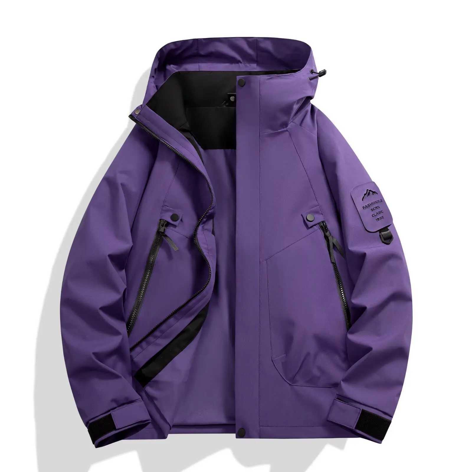 Mens Windproof Waterproof Outdoor Raincoat Spring Autumn Lightweight Hiking Hooded Casual Windbreaker Coat M260325