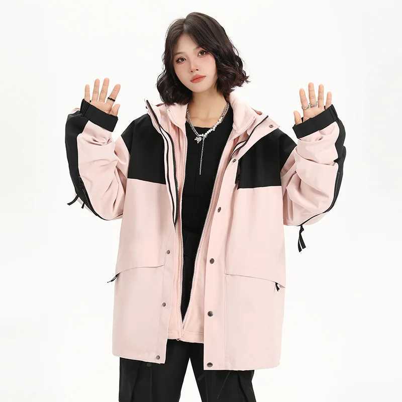 CHRLCK Mens Waterproof Hiking 3 IN 1 s Winter Warm Windproof Splicing Windbreakers Women Camping Trekking Unisex M260325